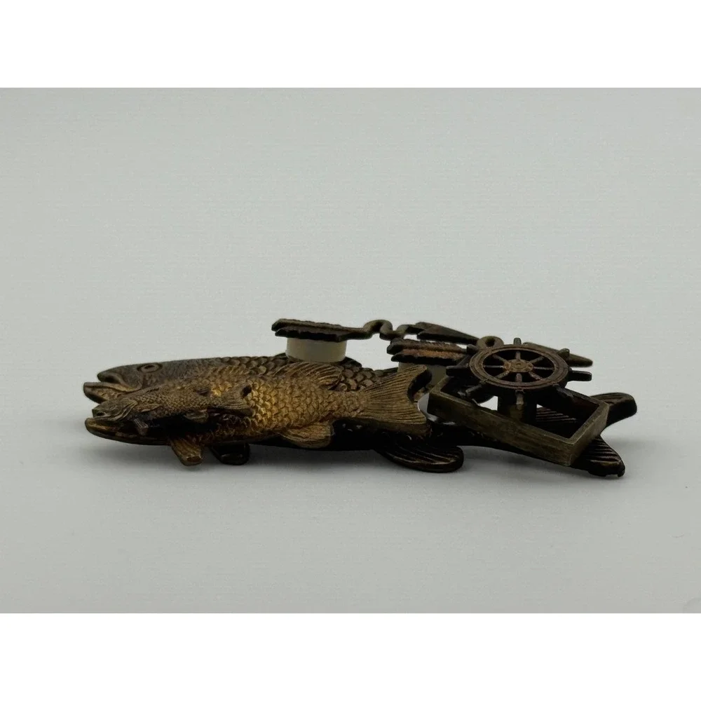 Vintage Modernist Artisan Fish Brooch‎ Pin Unsigned